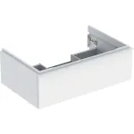 Mueble bajo Geberit iCon para lavabo, con un cajón: Ancho de lavabo=75cm, Cuerpo y frontal: blanco/cubierto mate, Tirador: blanco/con pintura polvo al horno mate